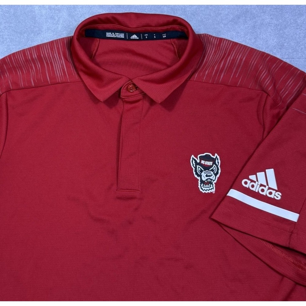 Adidas NC State Wolfpack Polo Shirt Mens S Red Climalite Tuffy Performance